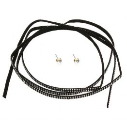 Sexy-Suede-Stone-Choker-with-Clear-Stone-Stud-Earrings-2nd-View
